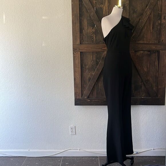NWT SUGAR POISON Elegant Sleeveless Ruffle One Shoulder High Waist Long Jumpsuit - Picture 6 of 14